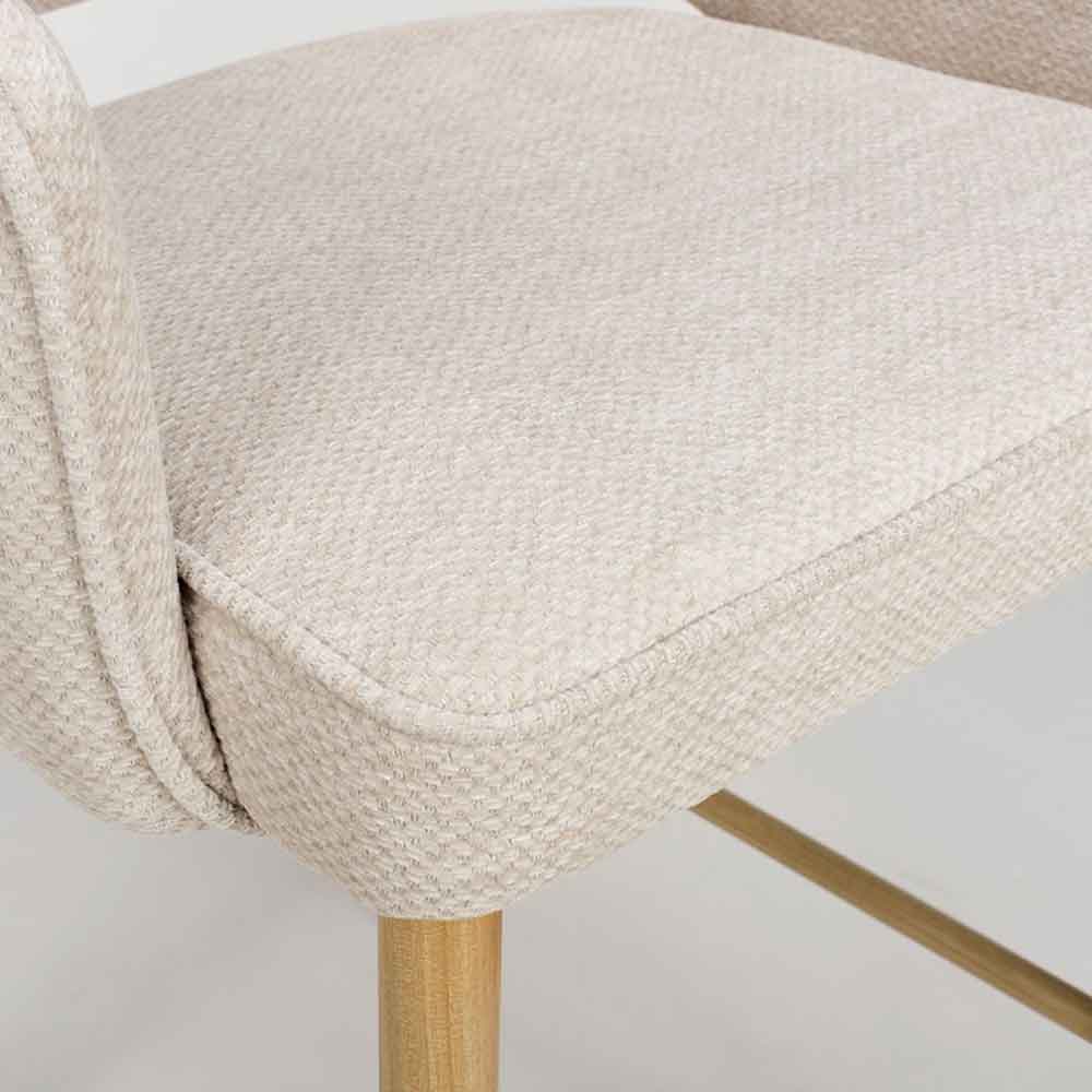 Eureka Natural Fabric Bar Chairs with Oak Legs in Pair