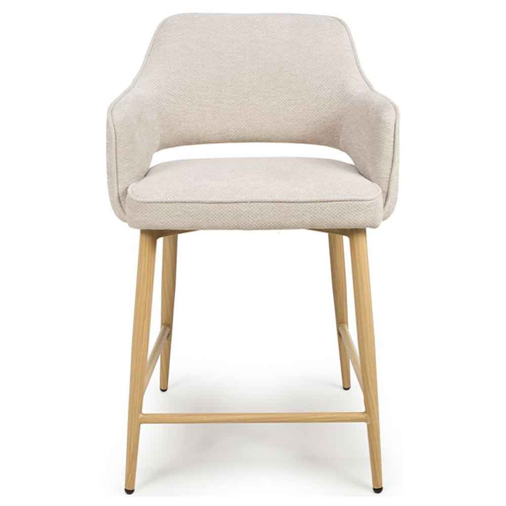 Eureka Natural Fabric Counter Bar Chairs with Oak Legs in Pair