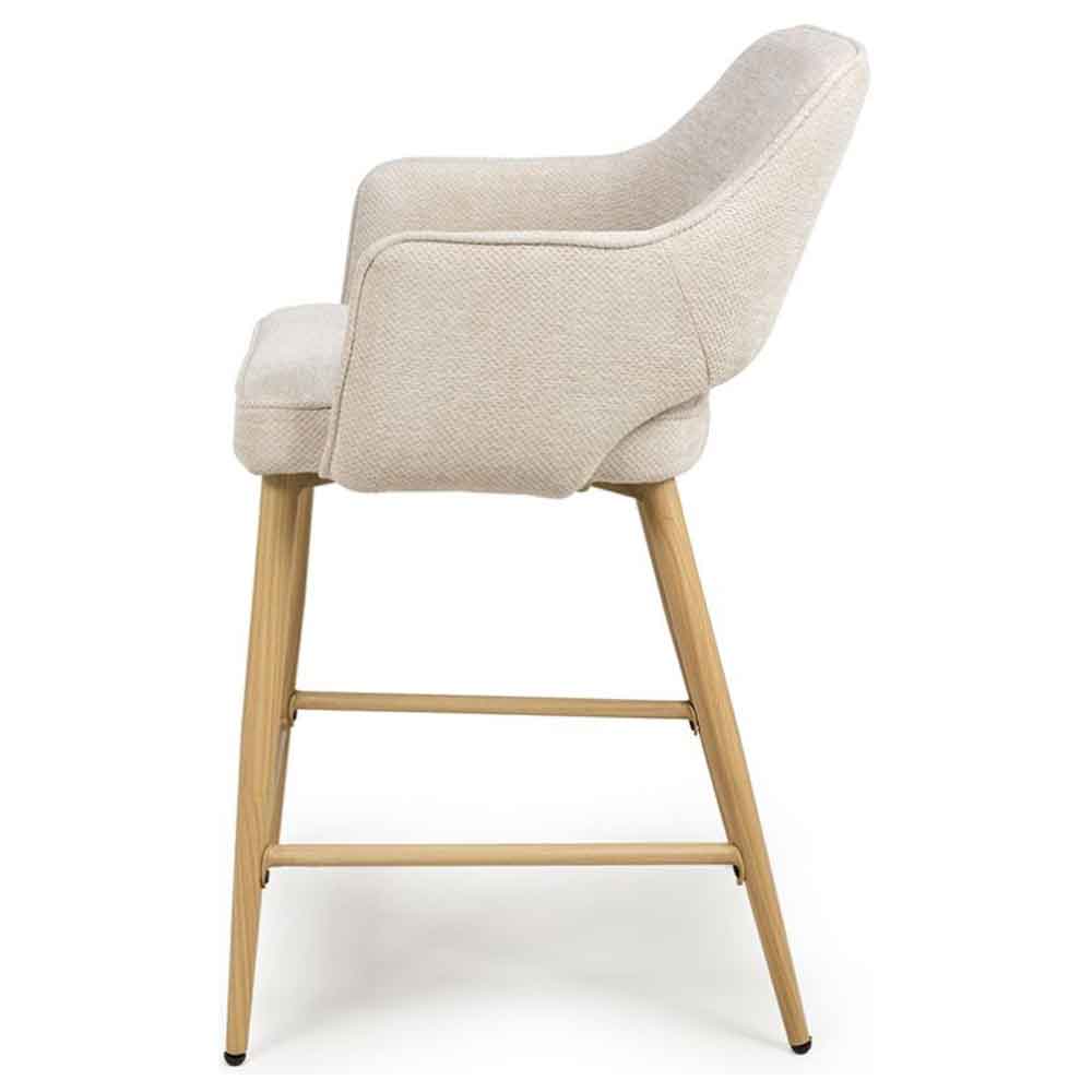 Eureka Natural Fabric Counter Bar Chairs with Oak Legs in Pair