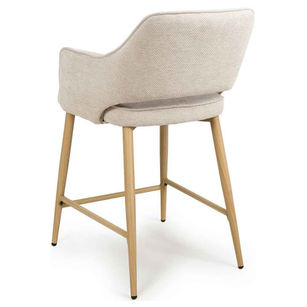 Eureka Natural Fabric Counter Bar Chairs with Oak Legs in Pair