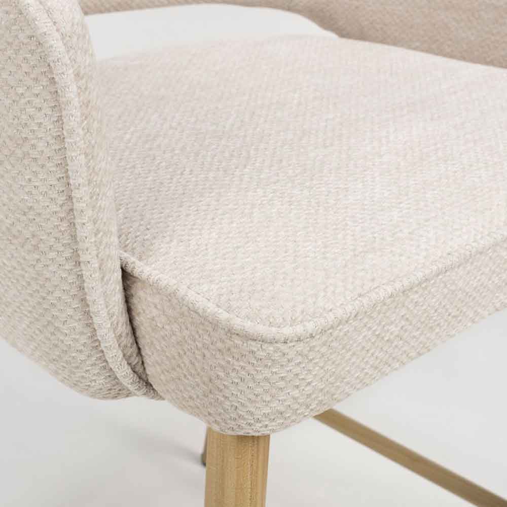 Eureka Natural Fabric Counter Bar Chairs with Oak Legs in Pair