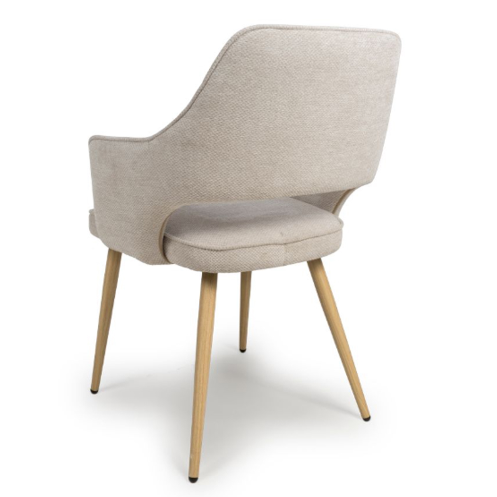 Eureka Natural Fabric Dining Chairs With Oak Legs In Pair