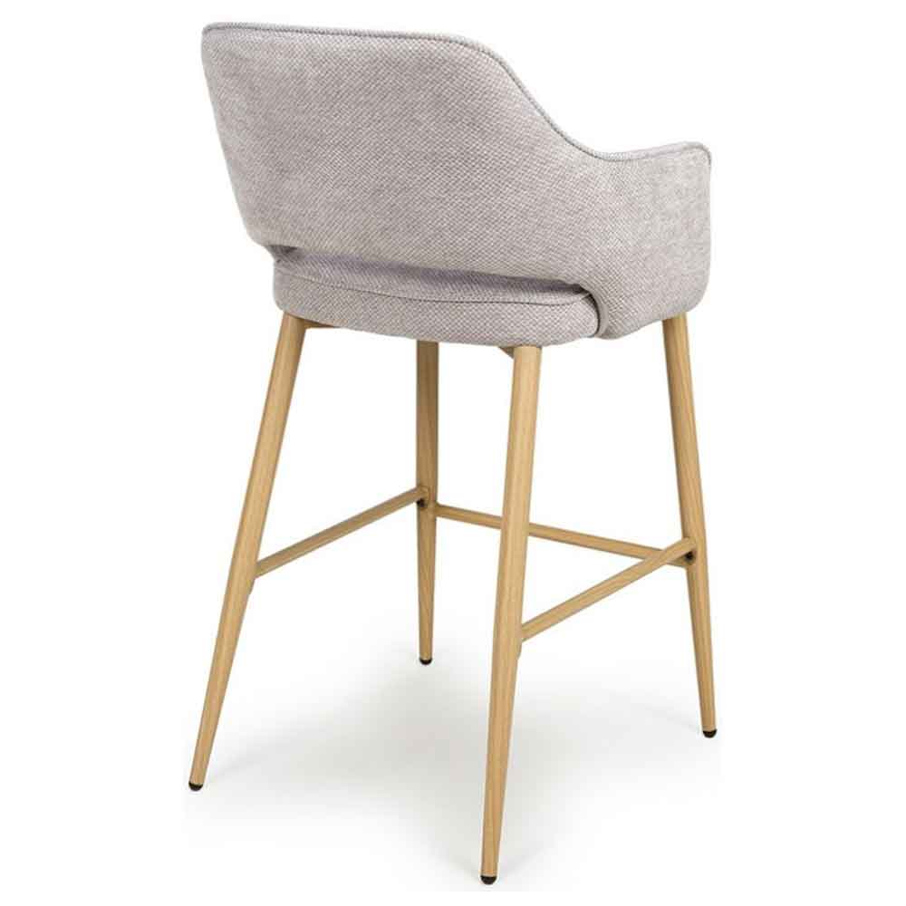 Eureka Pewter Fabric Bar Chairs with Oak Legs in Pair