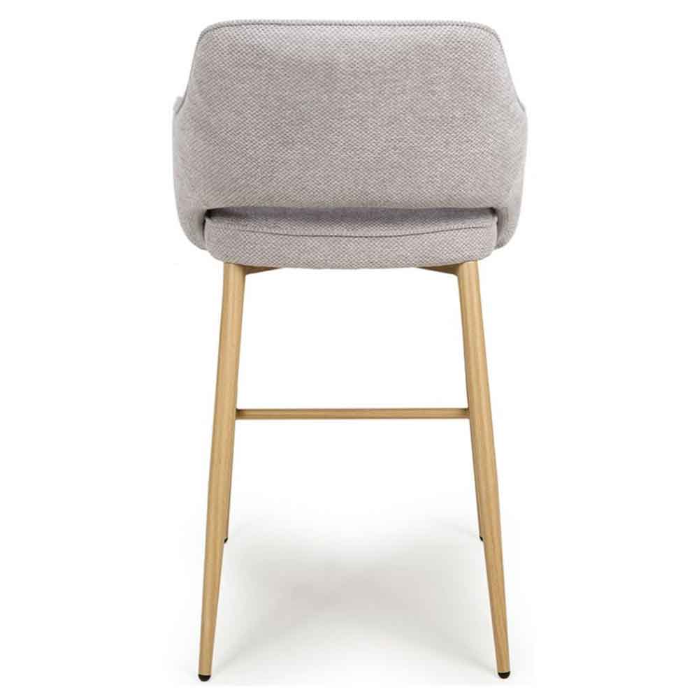 Eureka Pewter Fabric Bar Chairs with Oak Legs in Pair