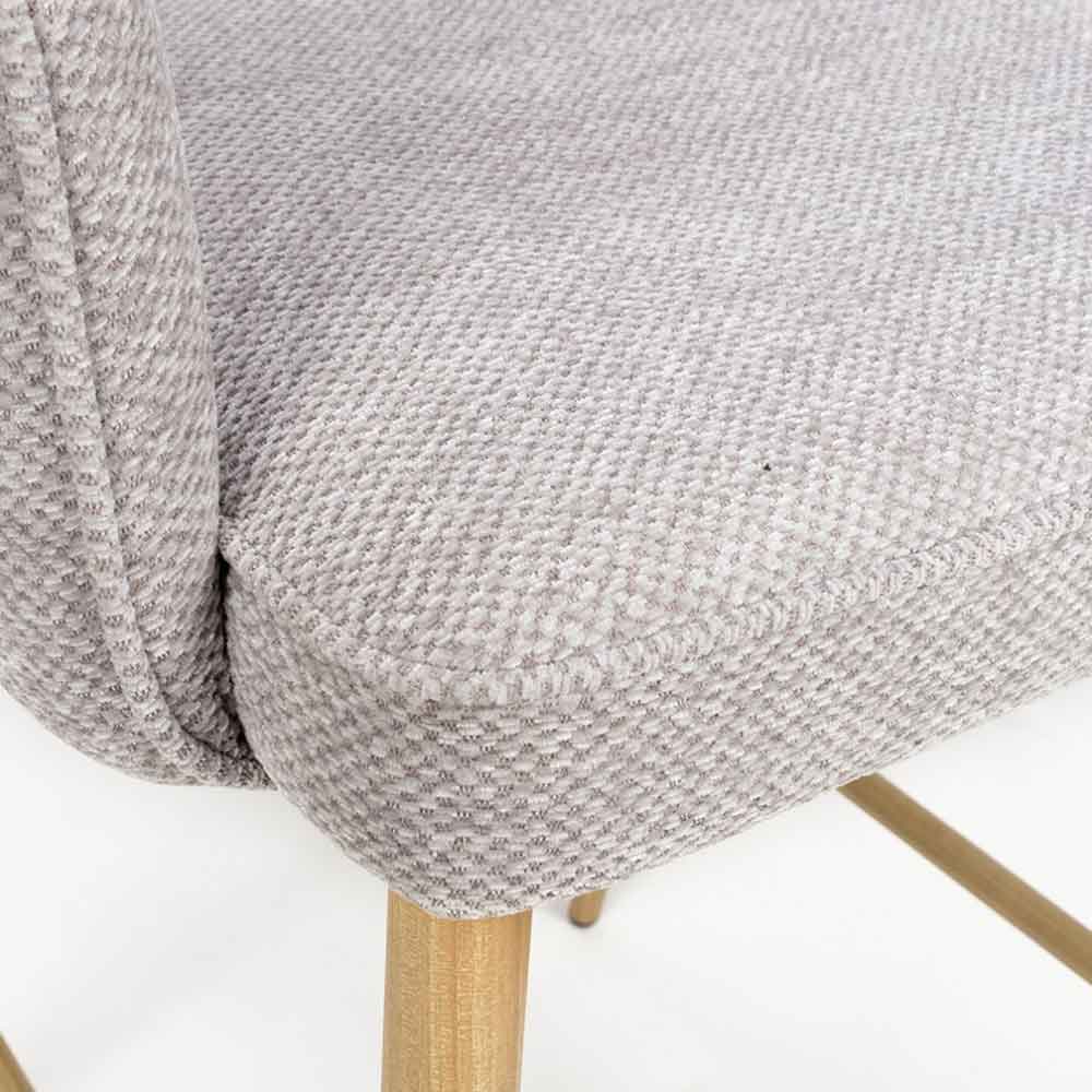 Eureka Pewter Fabric Bar Chairs with Oak Legs in Pair