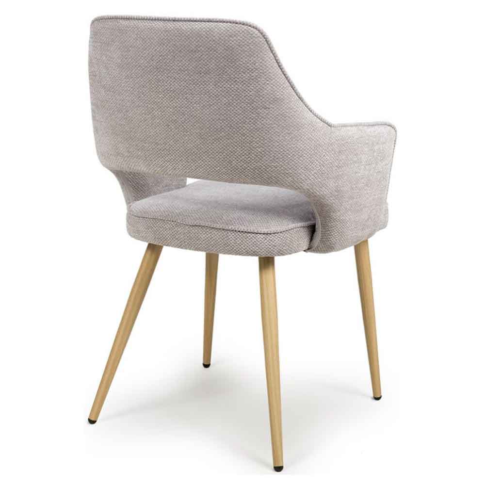 Eureka Pewter Fabric Dining Chairs with Oak Legs in Pair