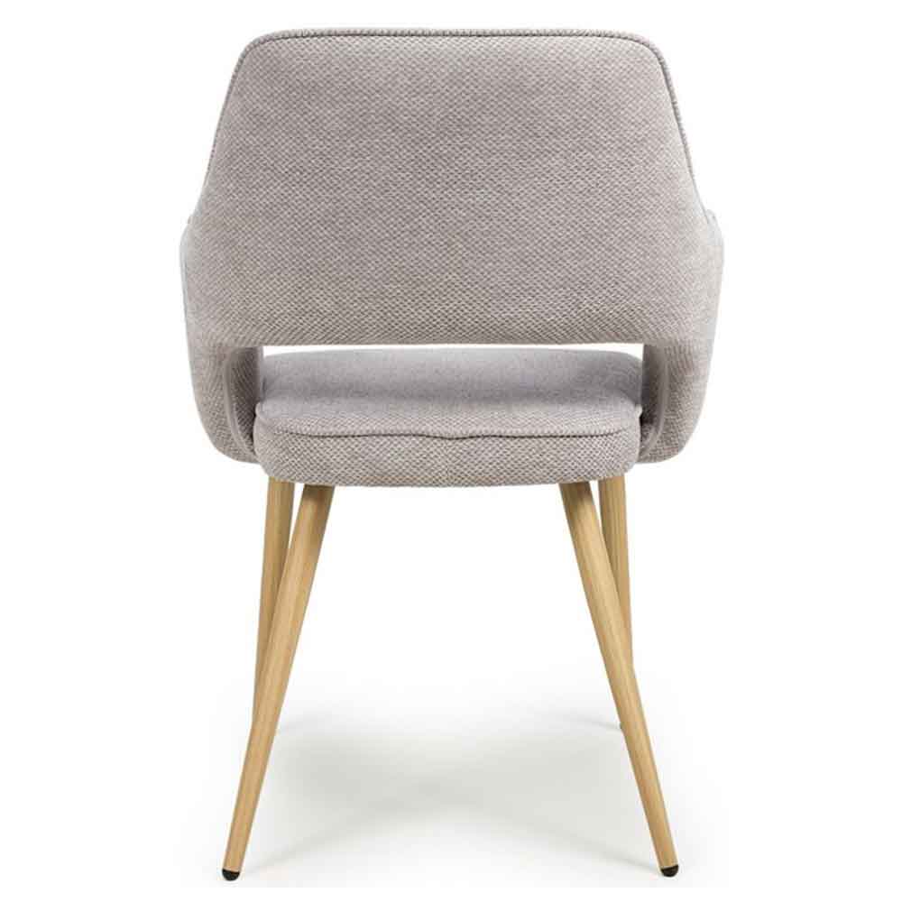 Eureka Pewter Fabric Dining Chairs with Oak Legs in Pair