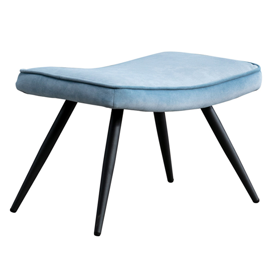 Product photograph of Eureka Plush Velvet Footstool With Metal Legs In Blue from Furniture in Fashion