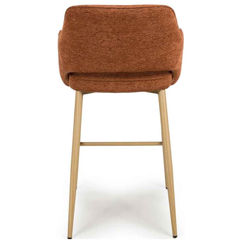 Eureka Rust Fabric Bar Chairs with Oak Legs in Pair