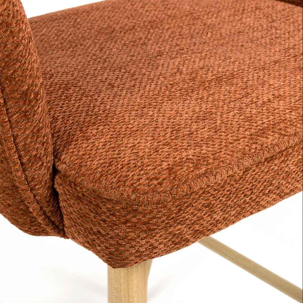 Eureka Rust Fabric Bar Chairs with Oak Legs in Pair