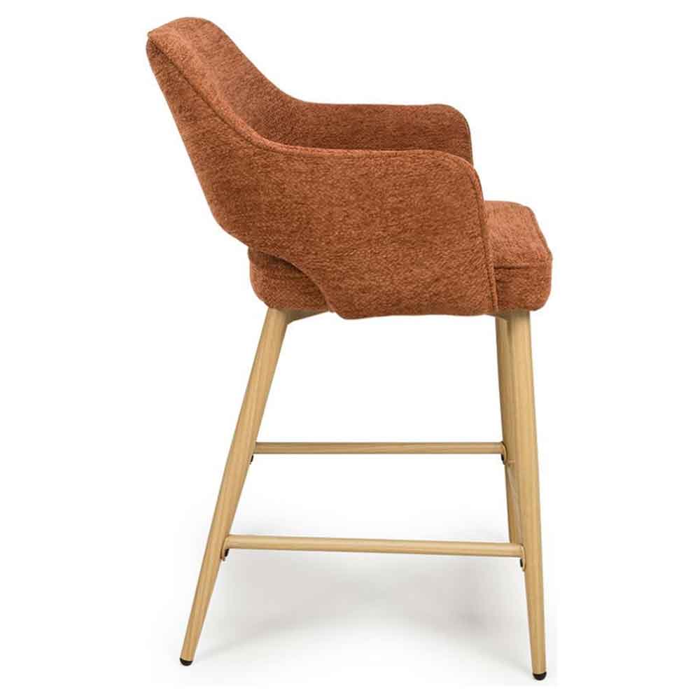 Eureka Rust Fabric Counter Bar Chairs with Oak Legs in Pair