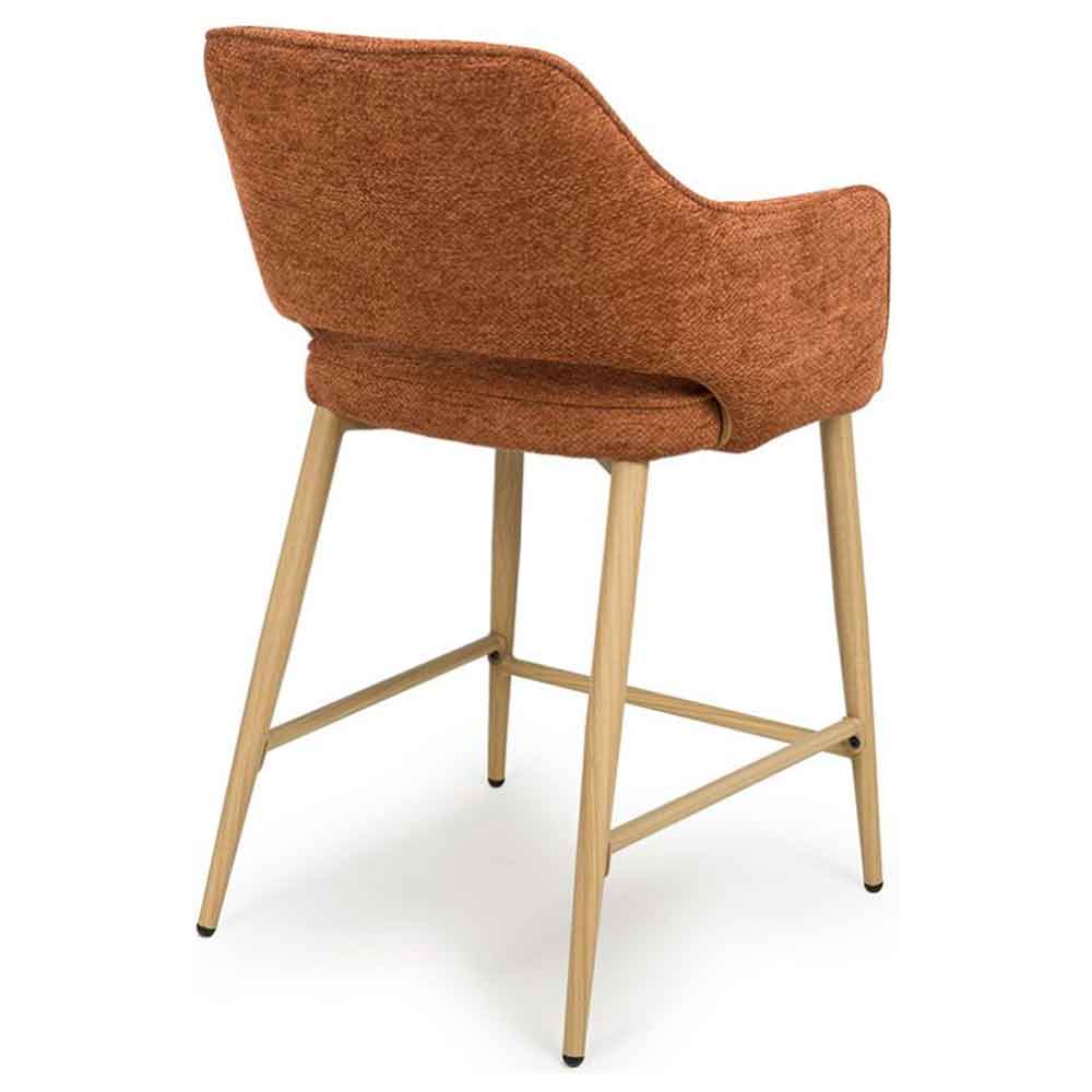 Eureka Rust Fabric Counter Bar Chairs with Oak Legs in Pair