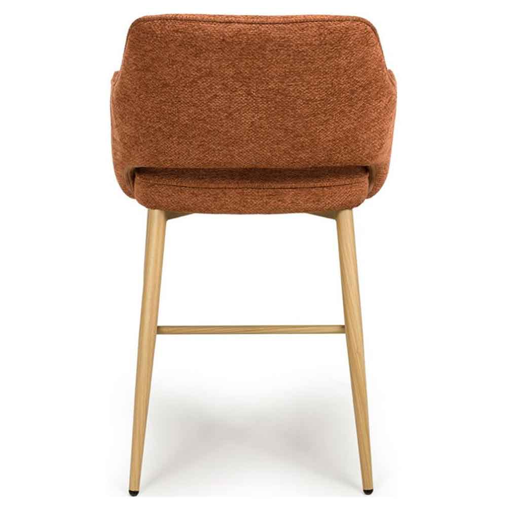 Eureka Rust Fabric Counter Bar Chairs with Oak Legs in Pair