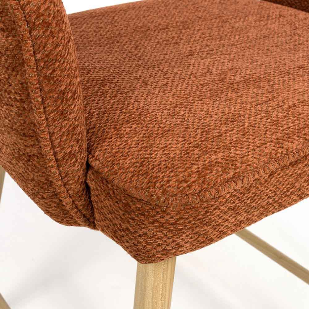 Eureka Rust Fabric Counter Bar Chairs with Oak Legs in Pair