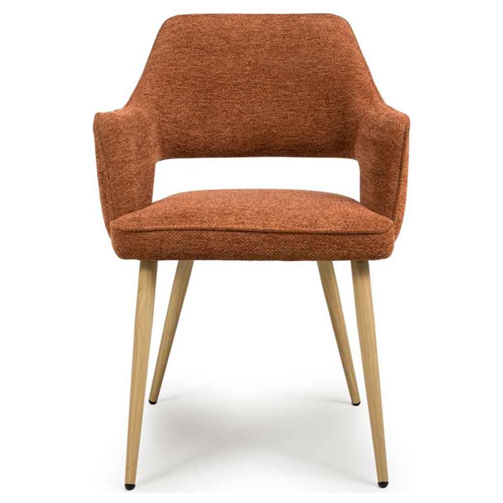 Eureka Rust Fabric Dining Chairs with Oak Legs in Pair