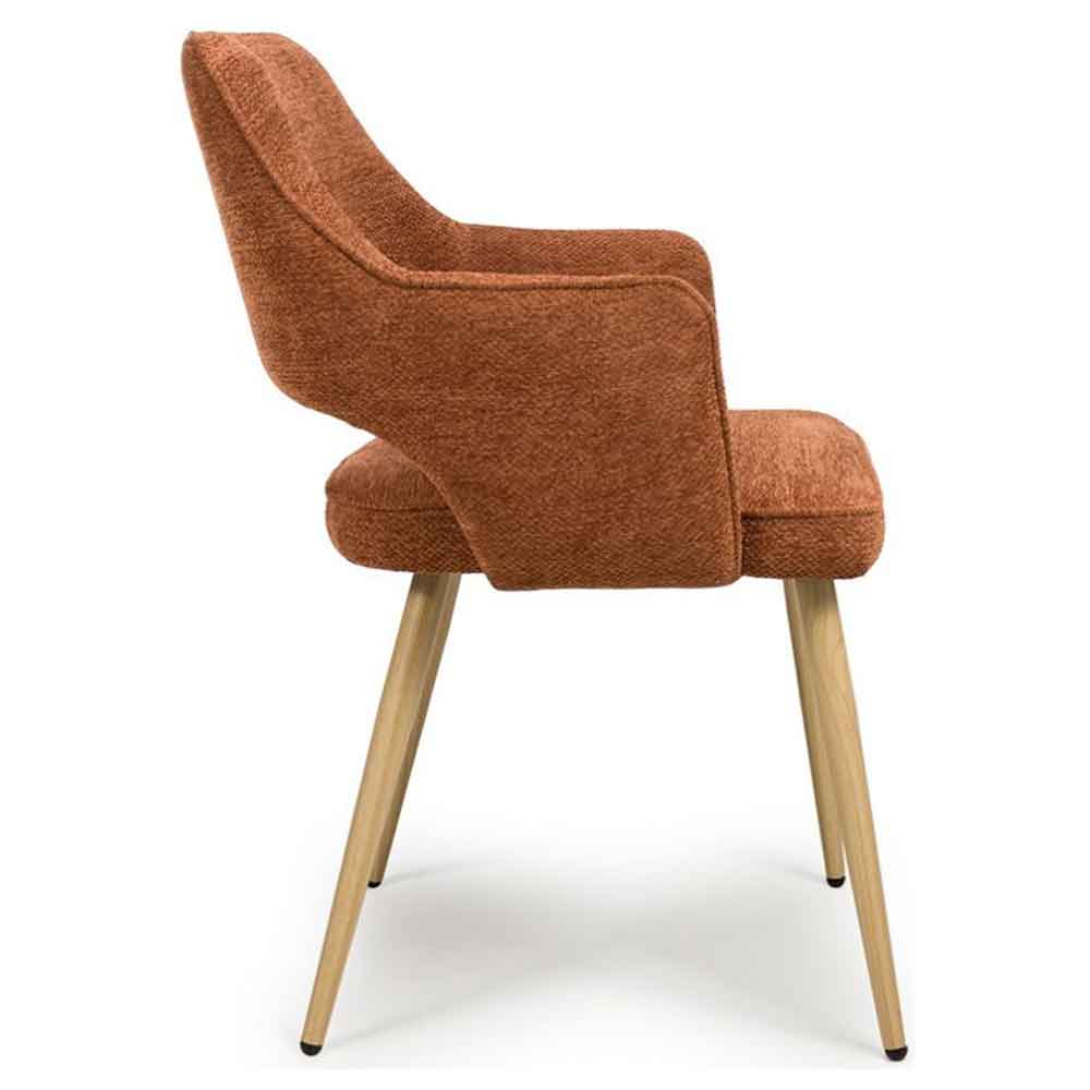 Eureka Rust Fabric Dining Chairs with Oak Legs in Pair