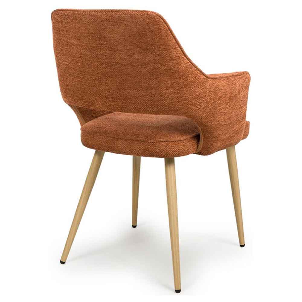 Eureka Rust Fabric Dining Chairs with Oak Legs in Pair