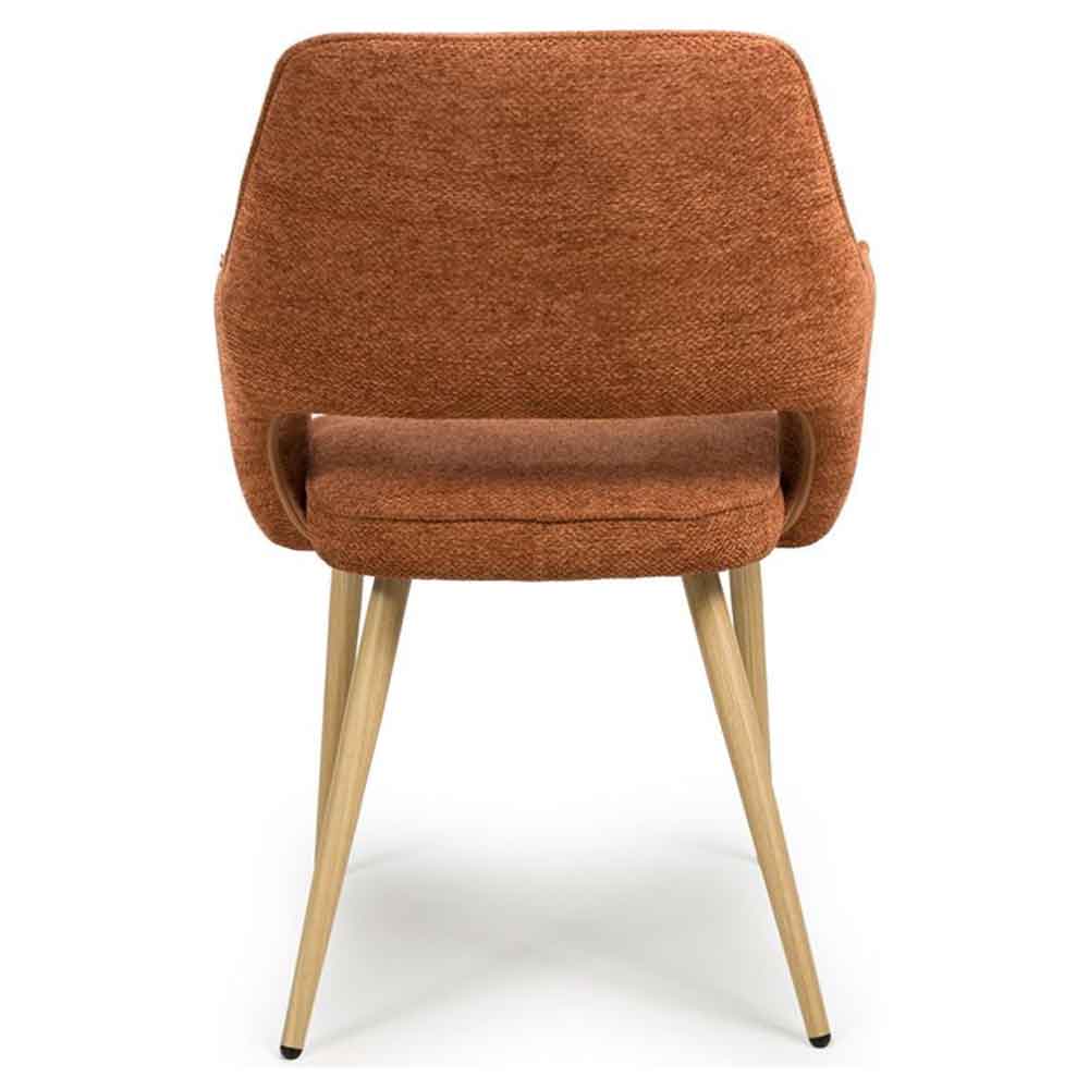 Eureka Rust Fabric Dining Chairs with Oak Legs in Pair