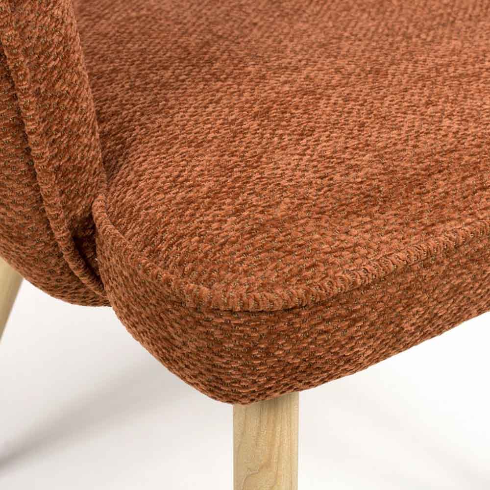 Eureka Rust Fabric Dining Chairs with Oak Legs in Pair