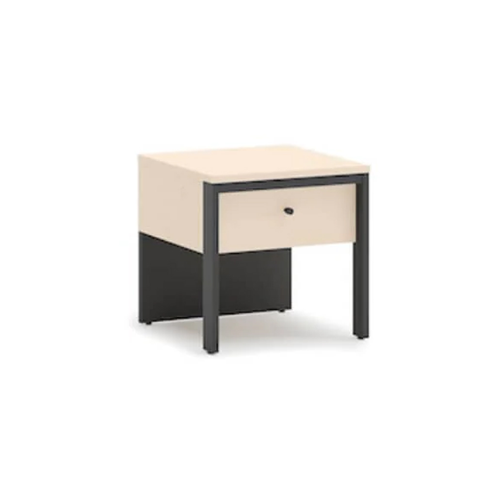 Eureka Wooden Bedside Cabinet With 1 Drawer In Beige And LED