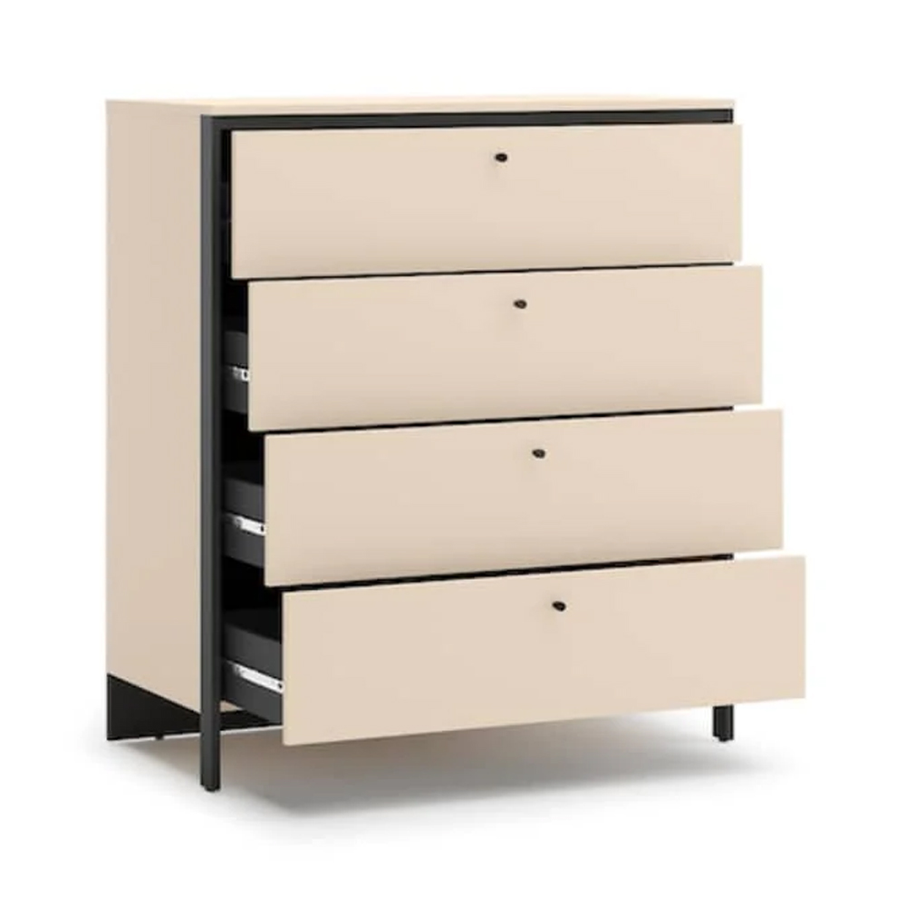 Eureka Wooden Chest Of 4 Drawers In Beige And LED