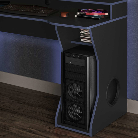Eureka Wooden Gaming Desk In Black And Blue