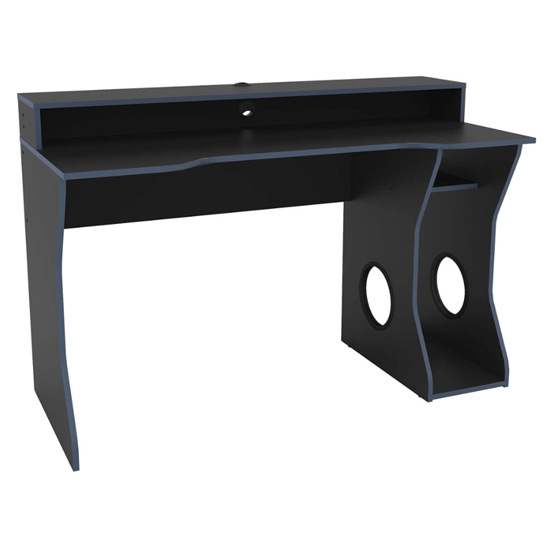 Eureka Wooden Gaming Desk In Black And Blue