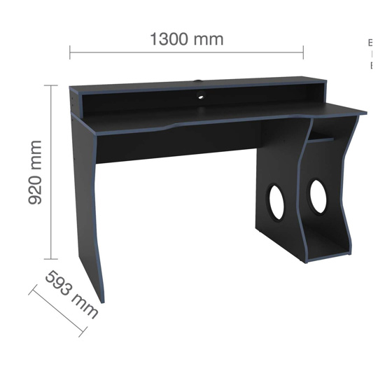Eureka Wooden Gaming Desk In Black And Blue