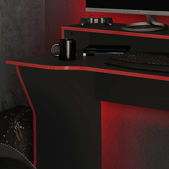 Eureka Wooden Gaming Desk In Black And Red