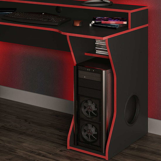 Eureka Wooden Gaming Desk In Black And Red
