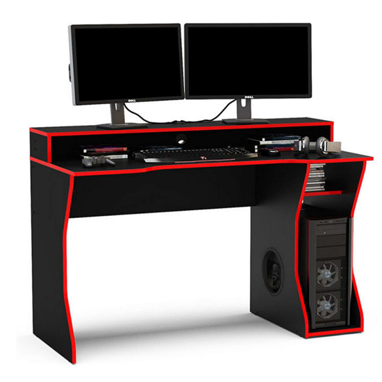 Eureka Wooden Gaming Desk In Black And Red
