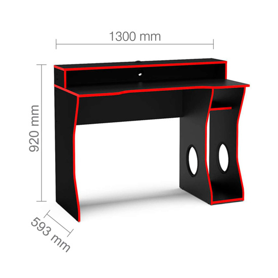 Eureka Wooden Gaming Desk In Black And Red
