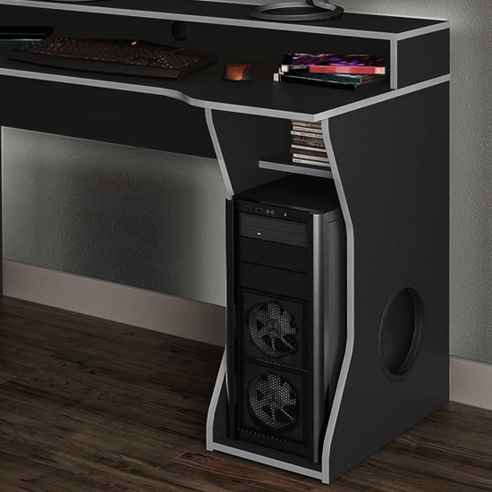 Eureka Wooden Gaming Desk In Black And Silver