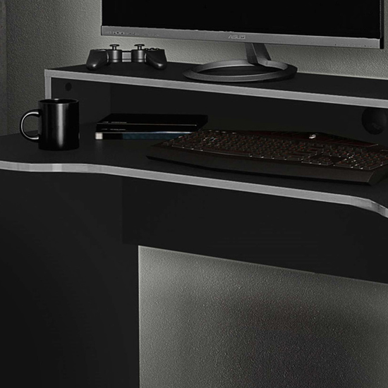 Eureka Wooden Gaming Desk In Black And Silver