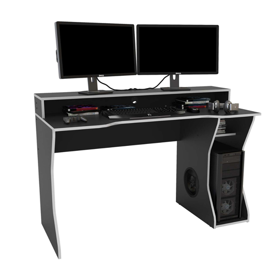 Eureka Wooden Gaming Desk In Black And Silver