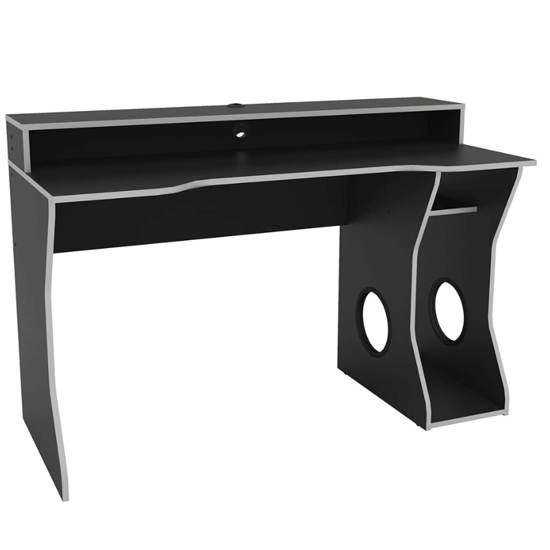 Eureka Wooden Gaming Desk In Black And Silver