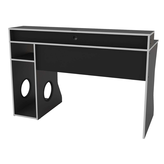 Eureka Wooden Gaming Desk In Black And Silver