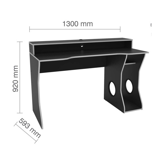 Eureka Wooden Gaming Desk In Black And Silver