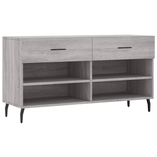 Eureka Wooden Shoe Storage Bench 2 Drawers In Grey Sonoma Oak