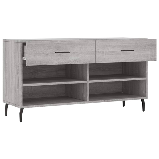 Eureka Wooden Shoe Storage Bench 2 Drawers In Grey Sonoma Oak