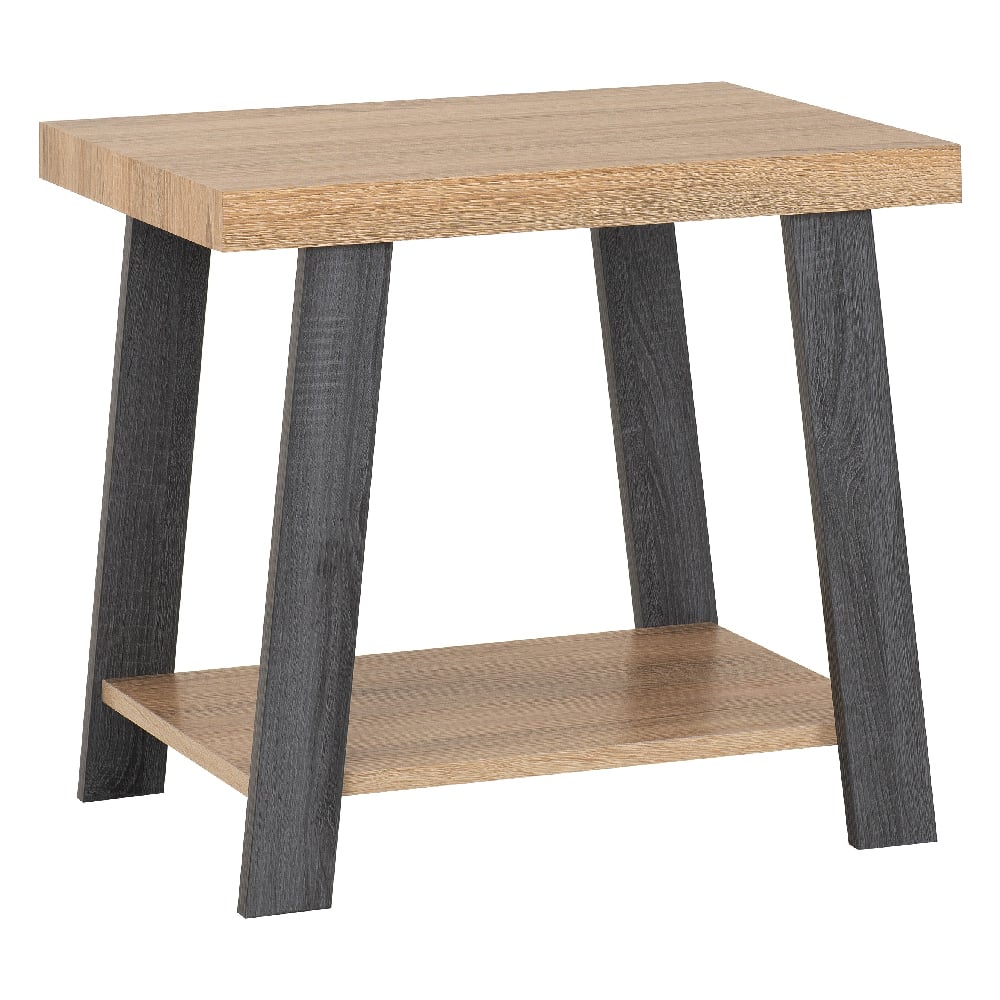 Eureka Wooden Side Table In Grey And Sonoma