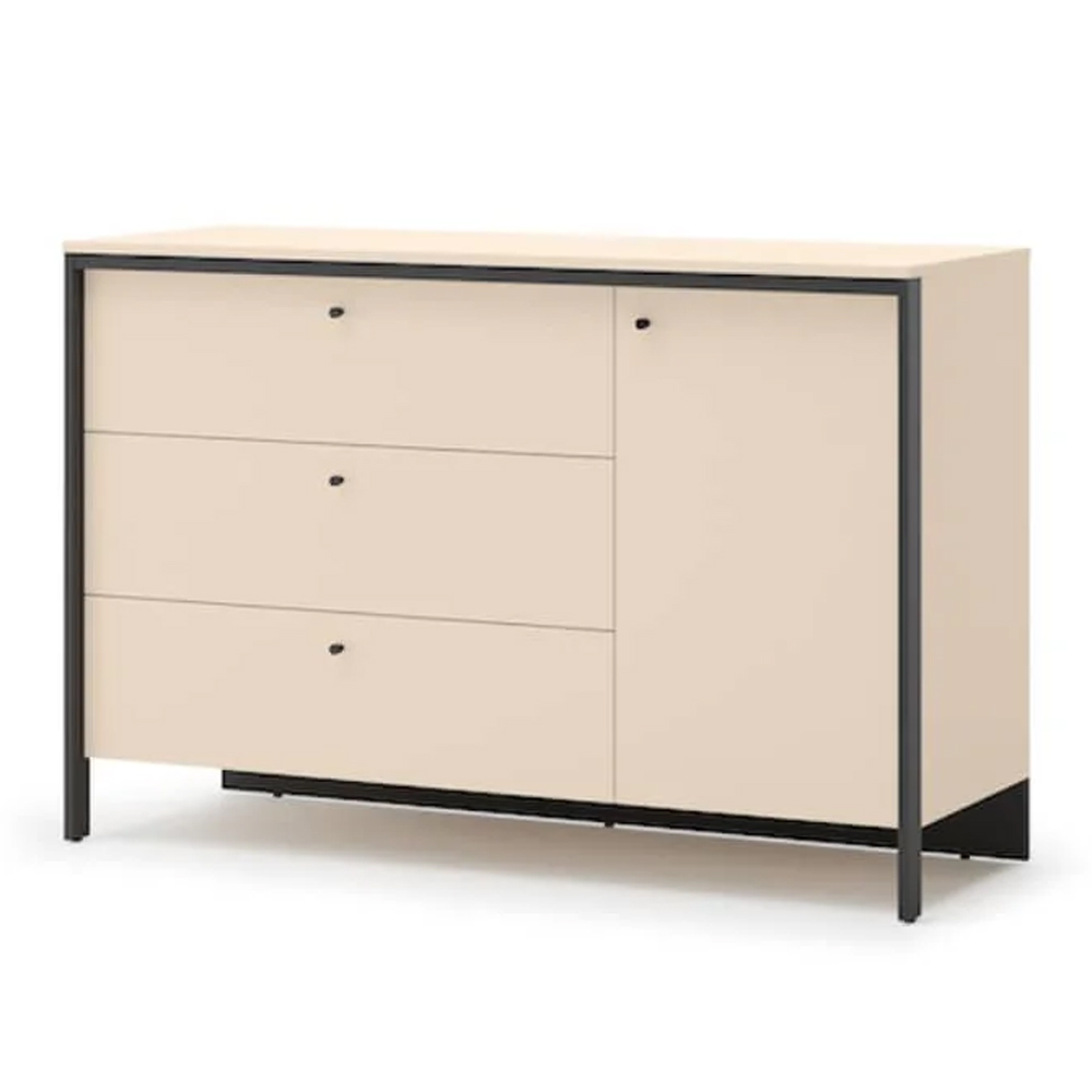 Eureka Wooden Sideboard With 1 Door 3 Drawers In Beige And LED