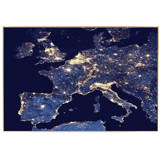 Europe City Lights Glass Wall Art