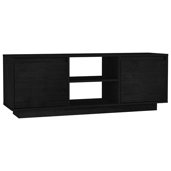 Eurus Solid Pinewood TV Stand With 2 Doors In Black_2