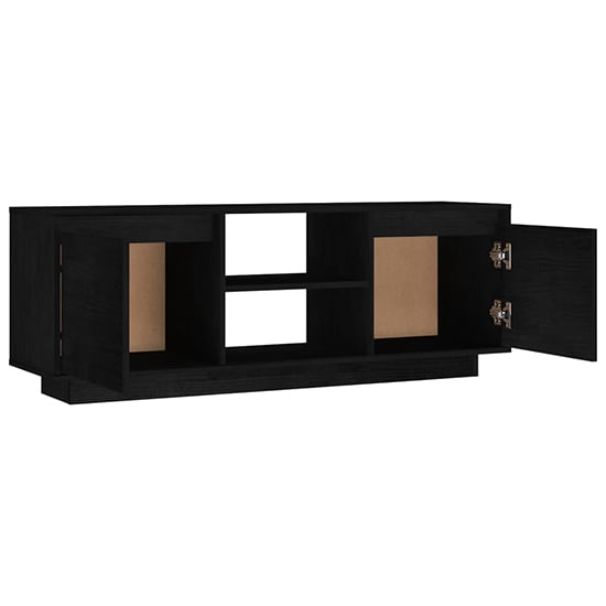 Eurus Solid Pinewood TV Stand With 2 Doors In Black_4