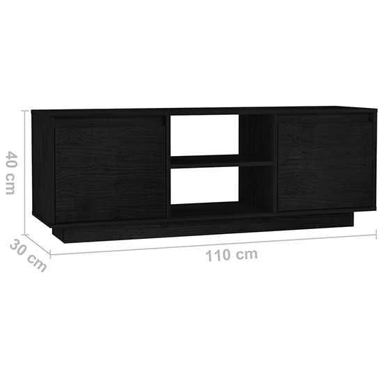 Eurus Solid Pinewood TV Stand With 2 Doors In Black_5