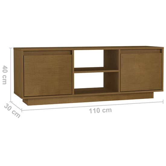 Eurus Solid Pinewood TV Stand With 2 Doors In Honey Brown_5