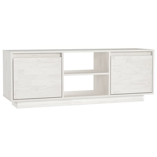 Eurus Solid Pinewood TV Stand With 2 Doors In White