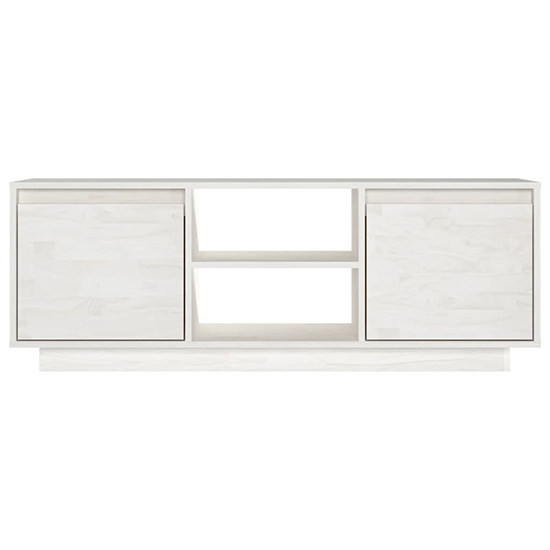 Eurus Solid Pinewood TV Stand With 2 Doors In White_3