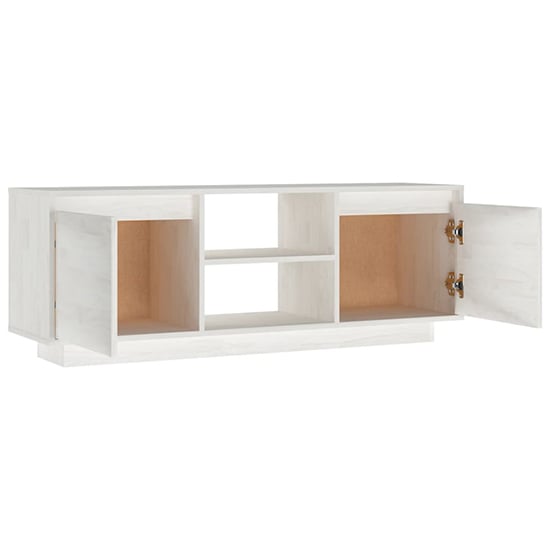 Eurus Solid Pinewood TV Stand With 2 Doors In White_4